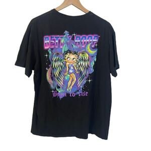 Betty Boop Born to Rise Back Graphic Tee Retro Pop Culture T-Shirt Angel Sz XL